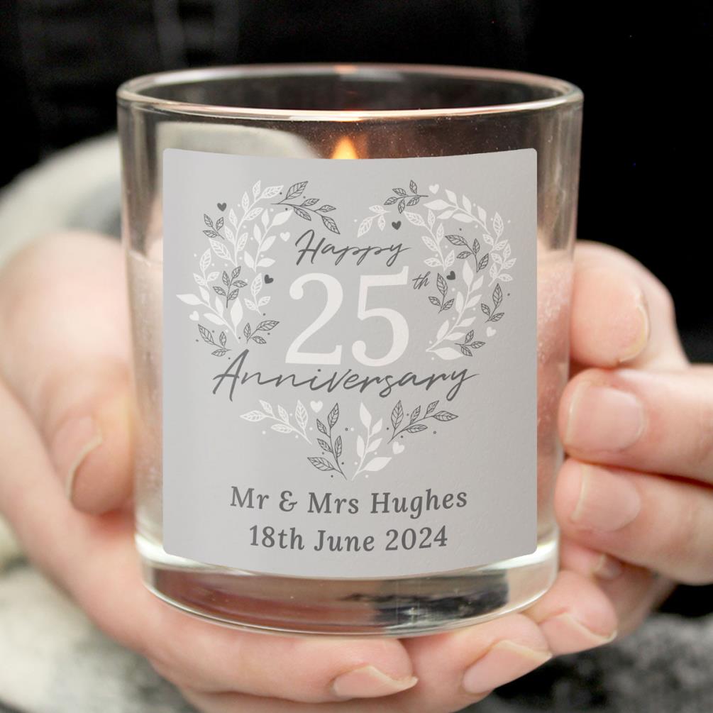 Personalised 25th Silver Wedding Anniversary Jar Candle Extra Image 3